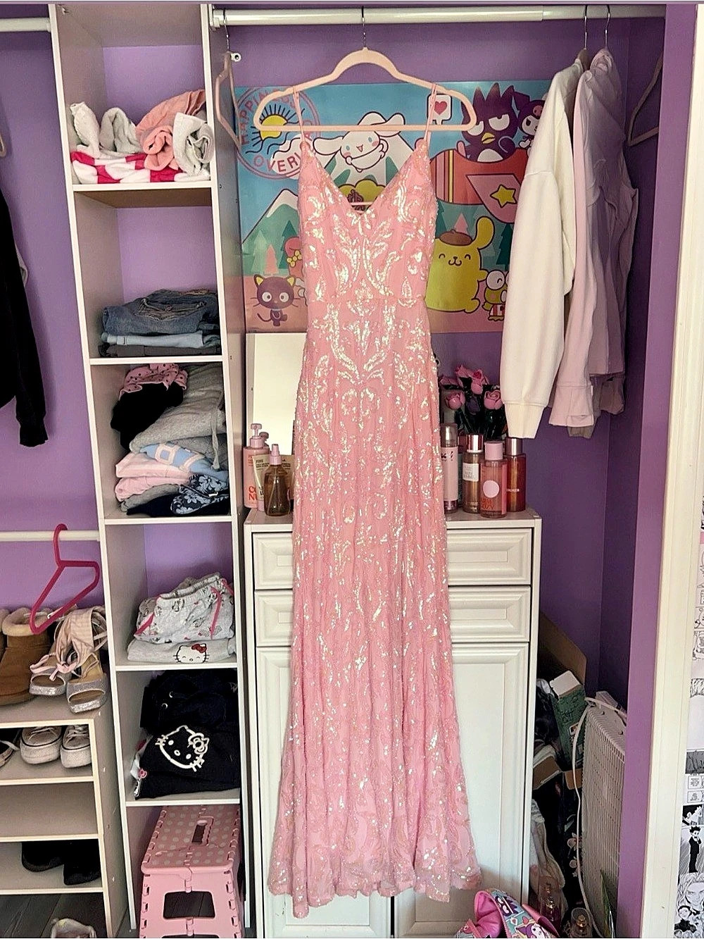 Windsor Sequin Maxi Dress in Pink Size Small Like New